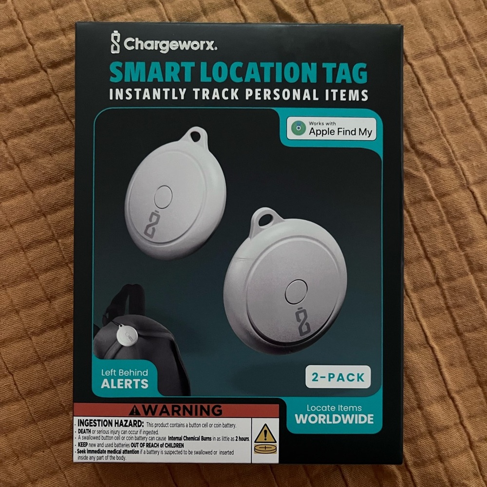 Chargeworx Smart Location Tag - 2-Pack, White- new in box